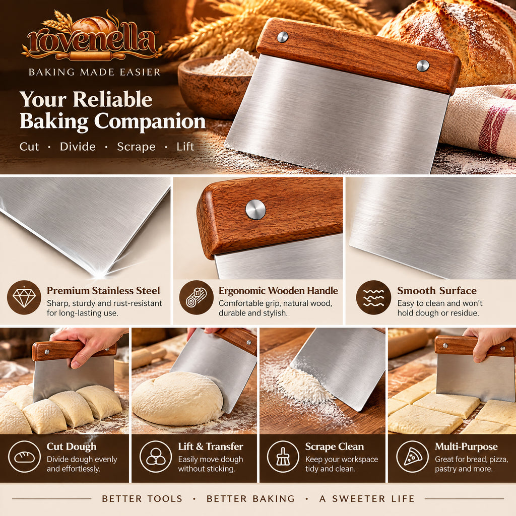 rovenella™ Stainless Steel Dough Bench Scraper - detail image 4