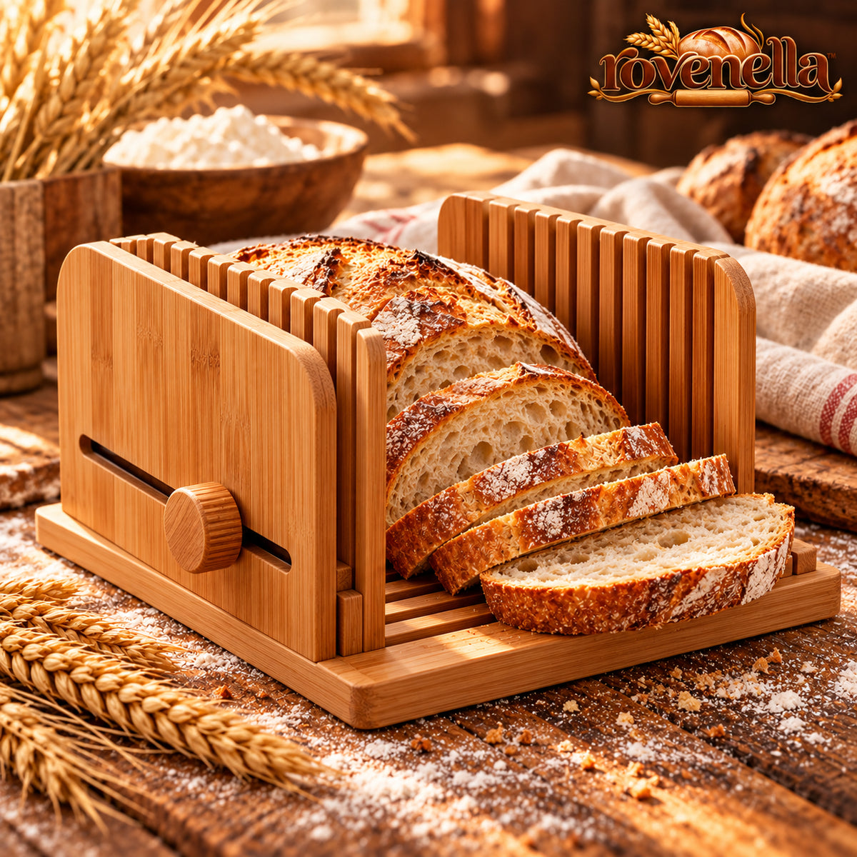 rovenella™ Adjustable Bamboo Bread Slicing Guide - main image