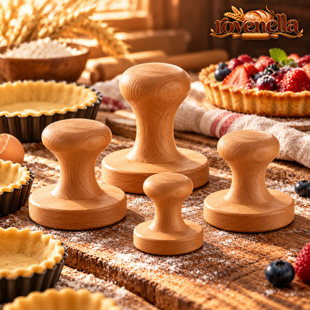 rovenella™ Wooden Tart & Pastry Tamper Set - main image