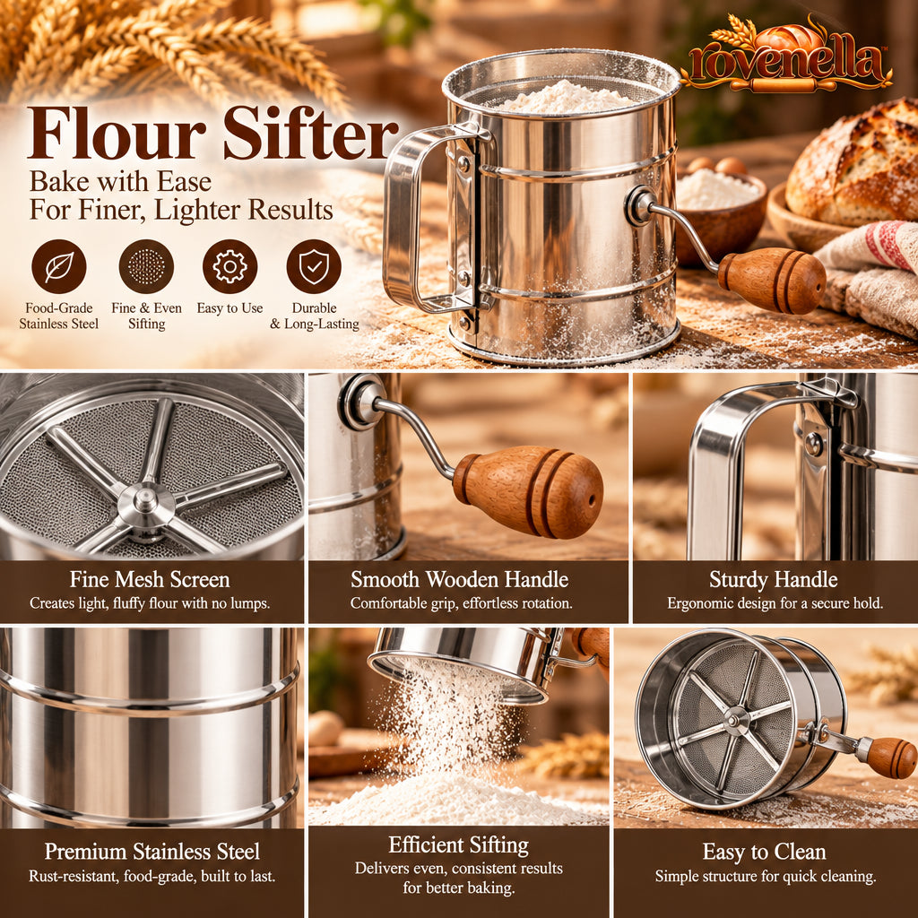 rovenella™ Stainless Steel Hand-Crank Flour Sifter - detail image 2
