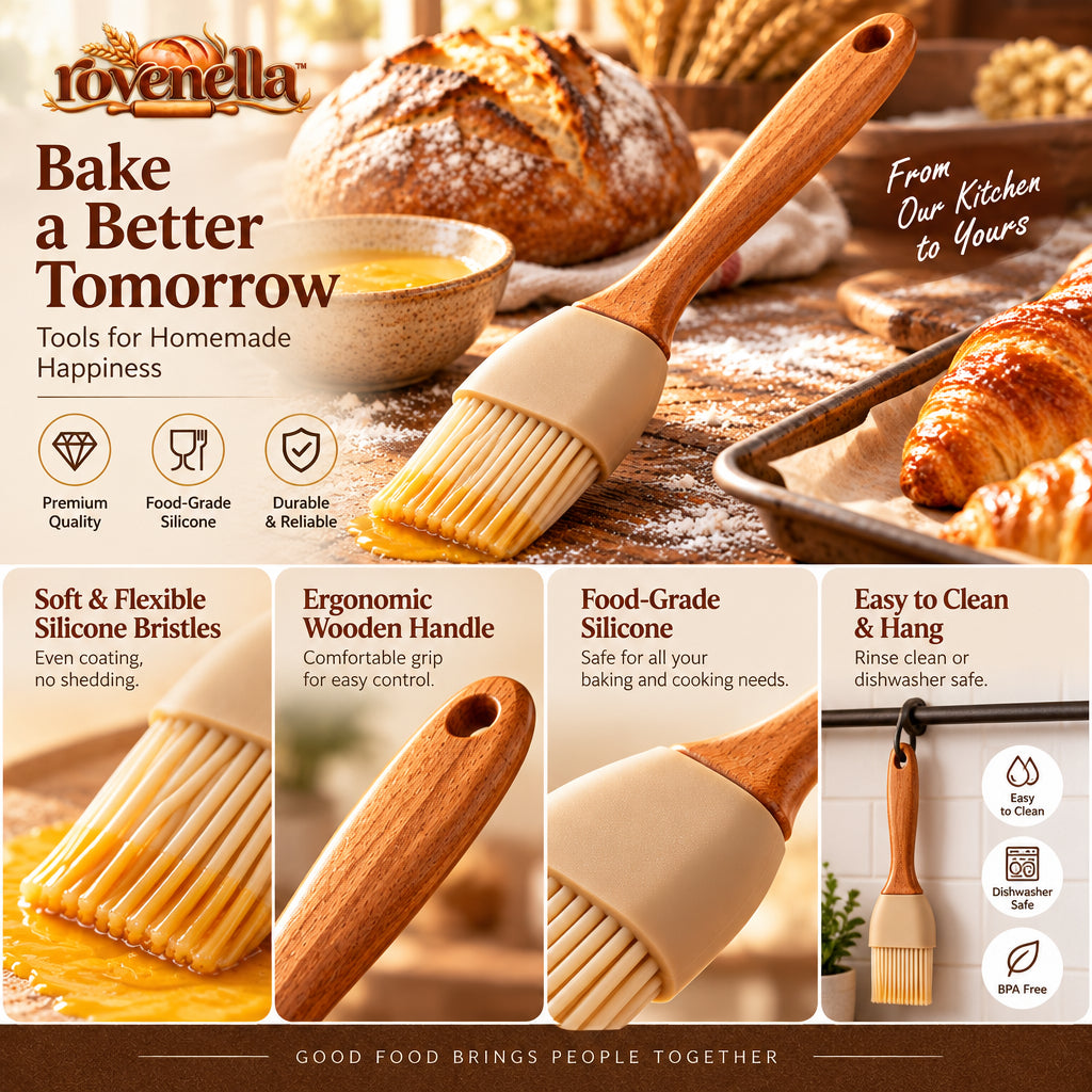 rovenella™ Silicone Pastry Brush with Wood Handle - detail image 1
